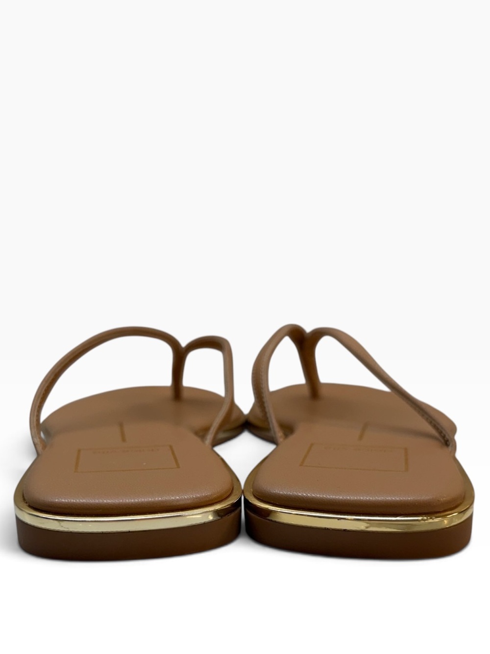 NWOT Dolce Vita Froyo Tan Gold Trim Thong Sandals Size 7 - Picture 6 of 13